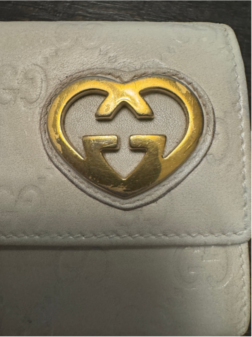 Gucci Guccissima Heart Light Gray Logo Wallet - Picture 9 of 9